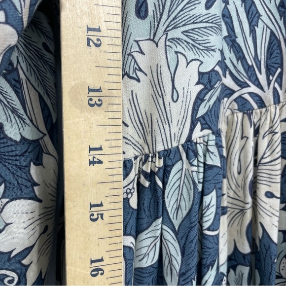 Cheeky vintage floral print shirt dress blue cream one size - Picture 6 of 9